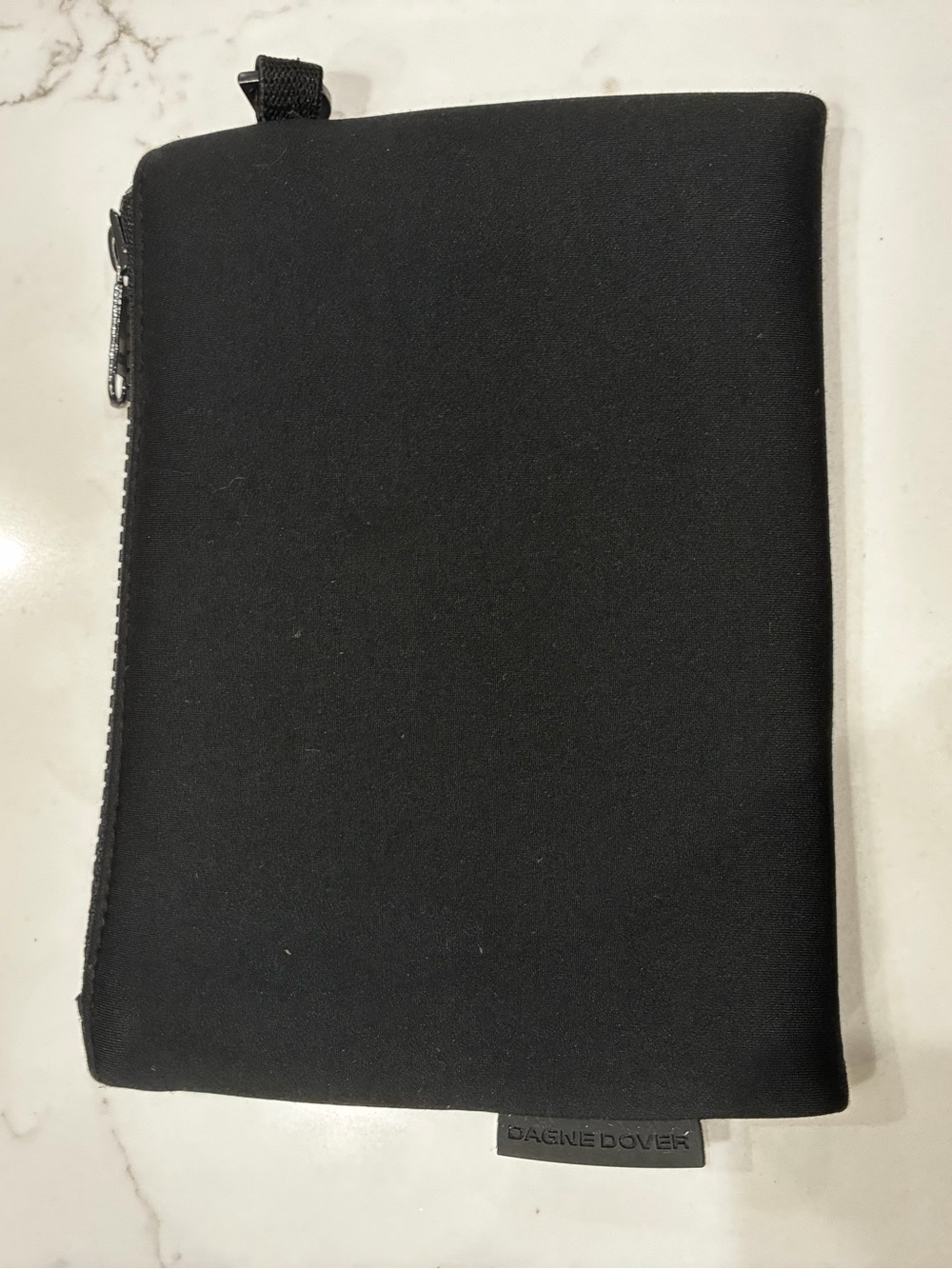 Dagne Dover Black Neoprene Zip Pouch Cosmetic Bag